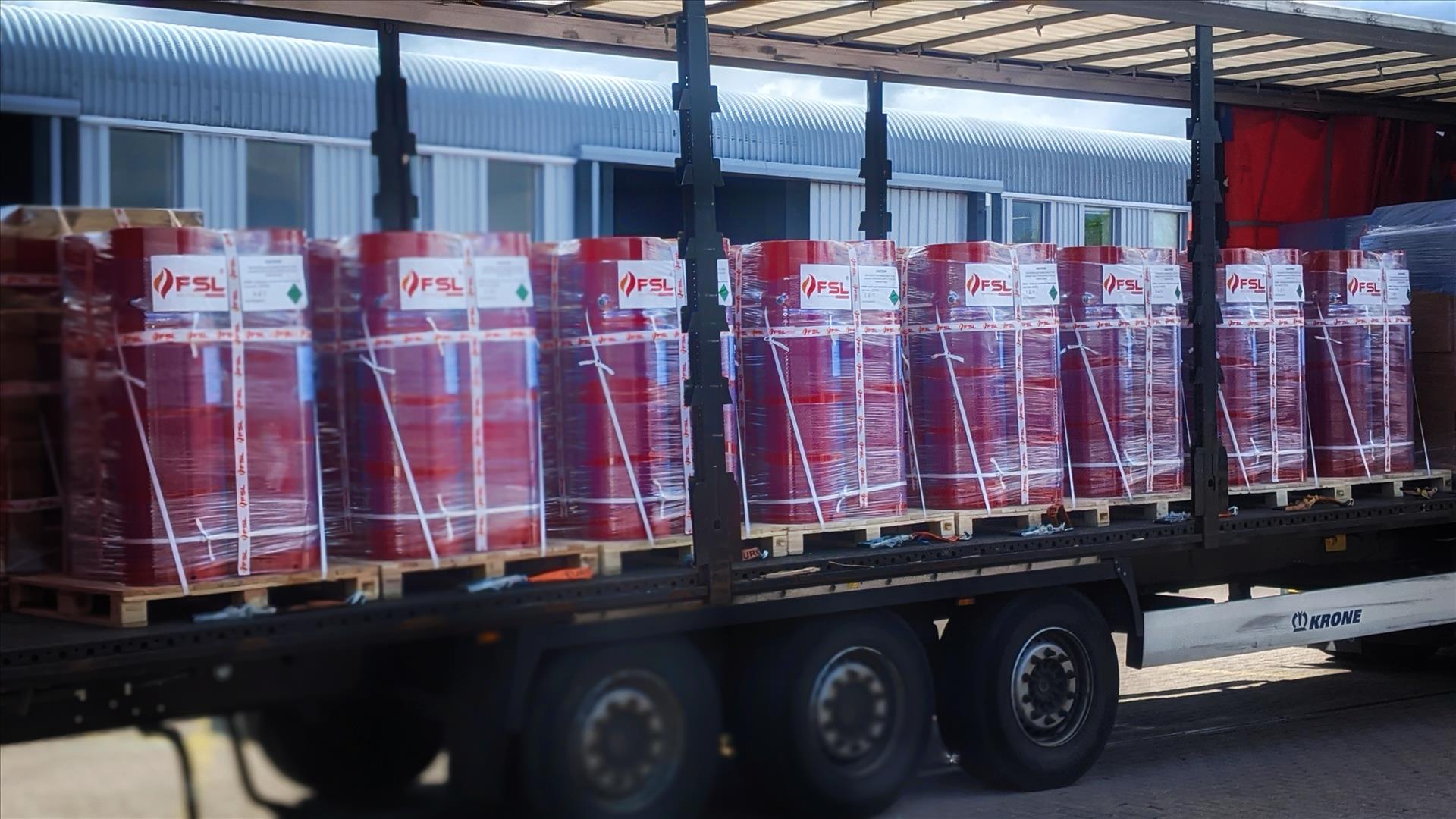 Cylinders on lorry